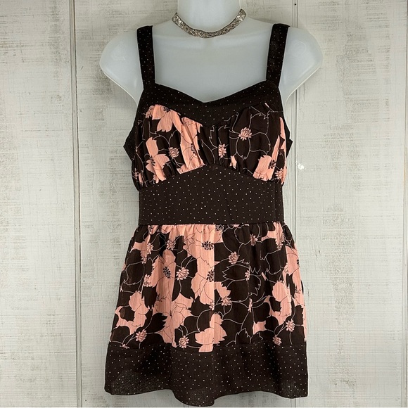 Mixit Tops - Vintage Mixit Y2k Babydoll Top Size‎ L Sleeveless Dark Floral Forest Fairy Boho